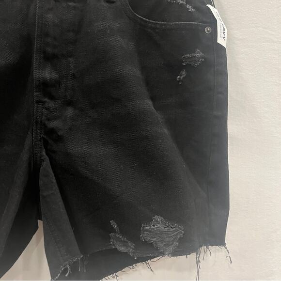 Old Navy Black Denim Jeans Womens Size 14 Slouchy Straight High Rise New Raw Hem - Picture 3 of 10